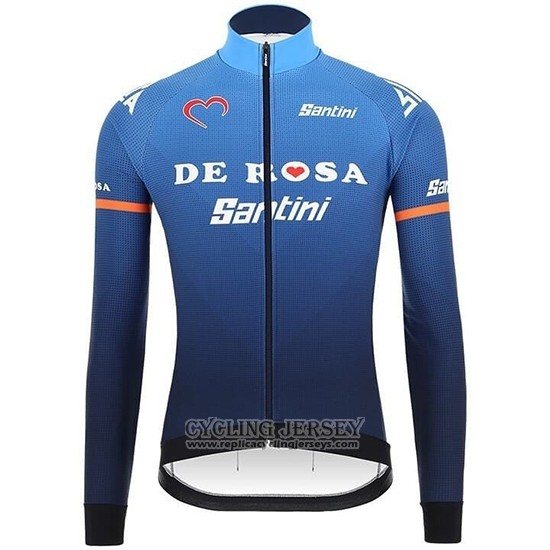 2019 Cycling Jersey Casteli De Pink Blue Long Sleeve And Bib Tight